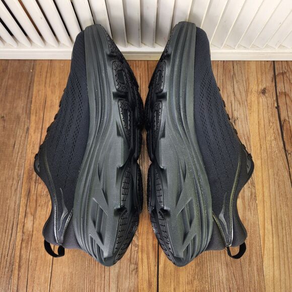 Hoka One One Bondi 8 Mens Sz 11.5 D Triple Black Running Sneakers Shoes 1123202 - Picture 7 of 11